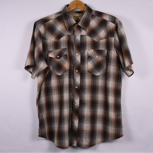 Wrangler Brown Plaid Western Pearl Snap Shirt XL
